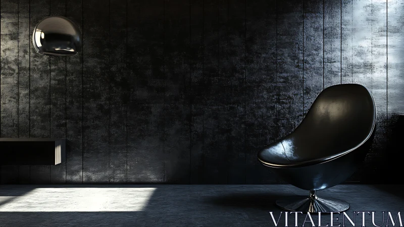 Cozy modern black chair in a calm, softly lit corner.