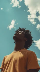 Sunlit daydreamer leaning into the open summer sky.