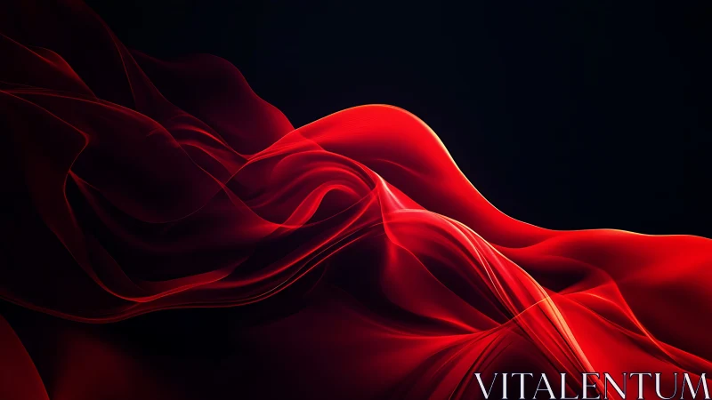 Luminous red waveforms with translucent ribbon gradients on black