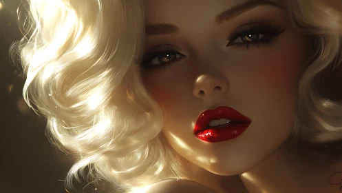 Specular-lit blonde portrait with hyperreal cosmetic rendering.