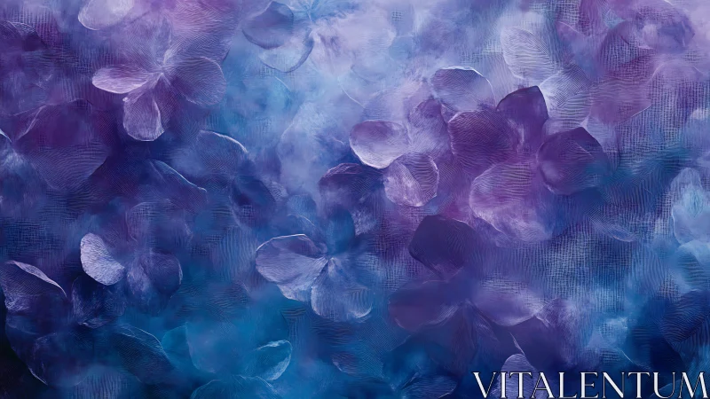 Dreamy violet blossoms drifting in a soft twilight haze.