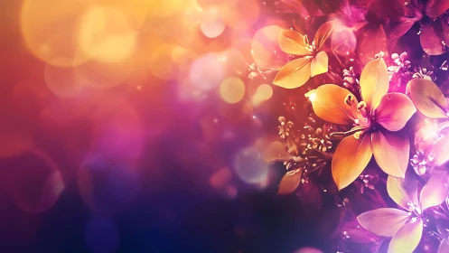 Luminous Gradient Floral Composition with Soft Bokeh.