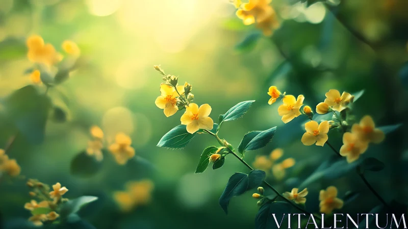 Delicate Yellow Blossoms Dancing in Soft Sunlight