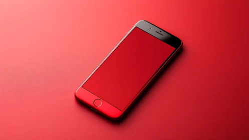 Red Smartphone Against Gradient Background.