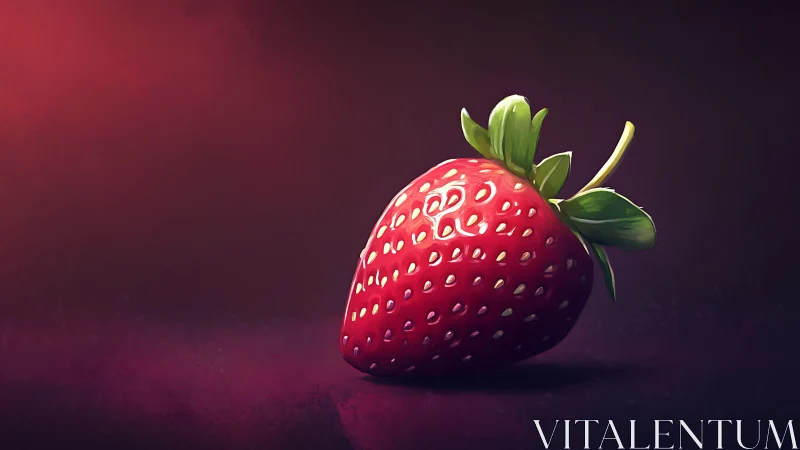 Single strawberry on dark gradient background in profile.
