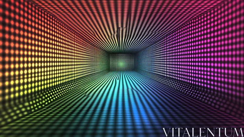Colorful tunnel of gradient dots with strong perspective.