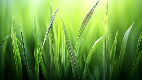 Slender blades of grass rehearse a sunrise symphony in green