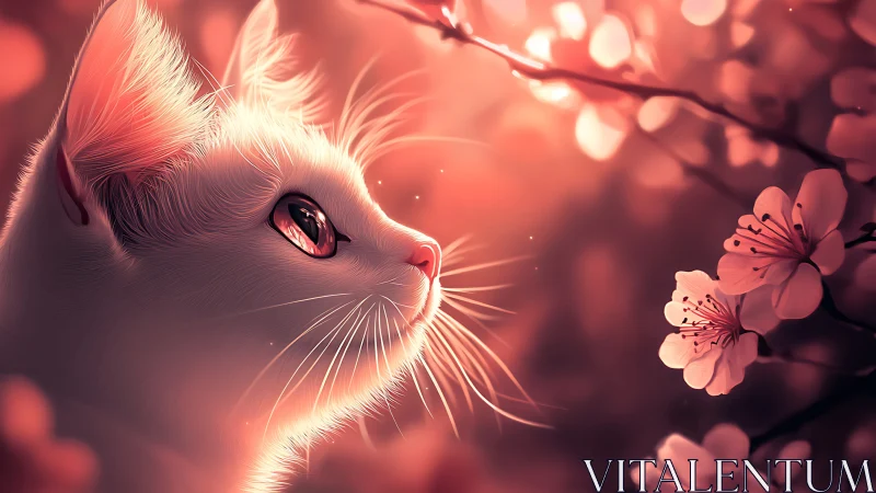 Luminescent Feline Portrait with Chromatic Gradient Bokeh.