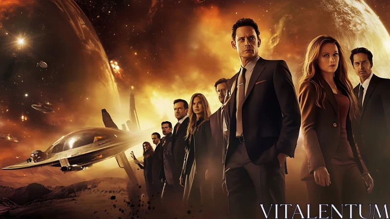 Corporate team confronts interstellar war above desert world