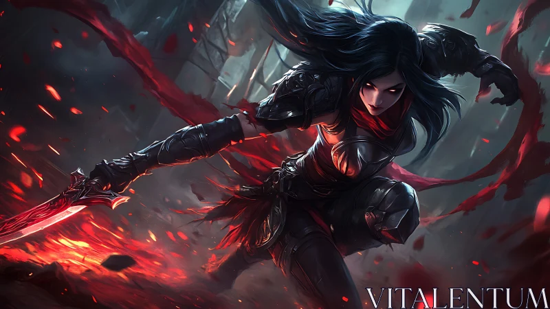 Rogue warrior dives through embers in a furious charge.