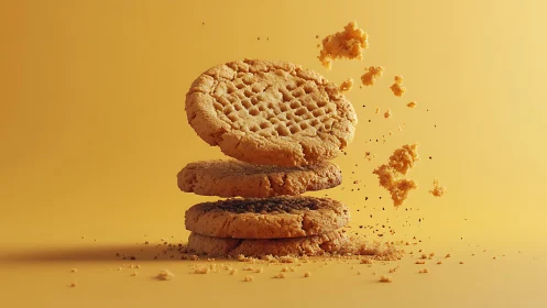 Kinetic cookie stack with high-speed crumb dispersion study.