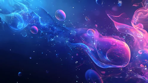 Nebulous neon currents in cosmic liquid abstraction.