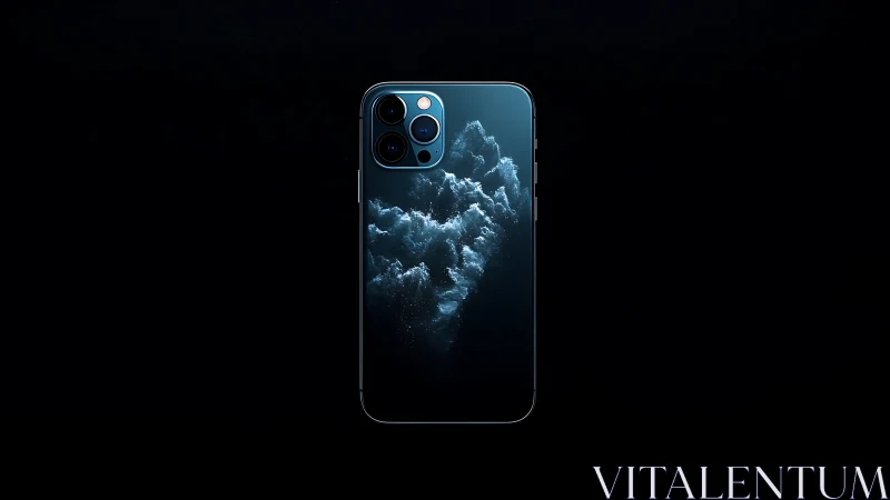 Midnight smartphone cradles an ocean storm in its screen