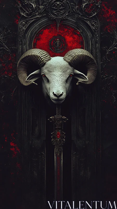Ram of the crimson gate watching over a silent sword.