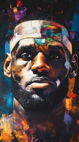 Bold painted portrait celebrates a focused basketball warrior