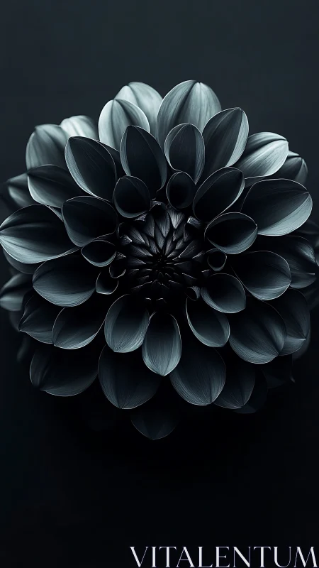 Monochromatic Dahlia with Layered Petals Against Dark Backdrop