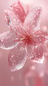 Dewy Pink Petals: Delicate Flower Glistening with Morning Droplets