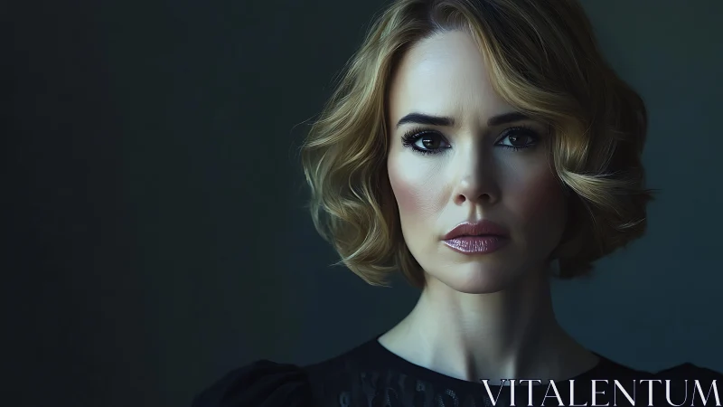 Cinematic digital portrait of woman with soft side lighting