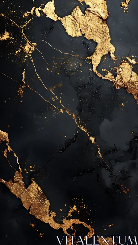 Gold textured veins fracture across dark stone surface