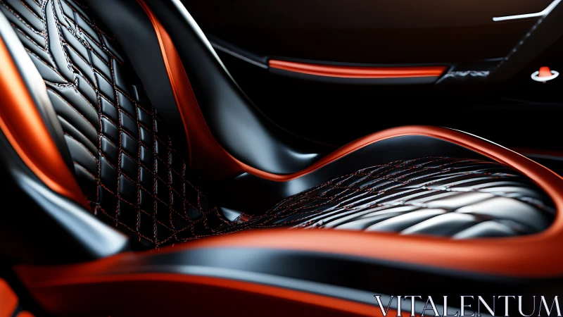 High contrast black and orange sports car seat detail.