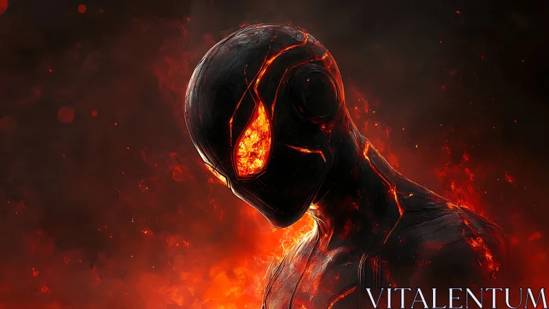 Molten sentinel leans from the blaze, forged in quiet fury