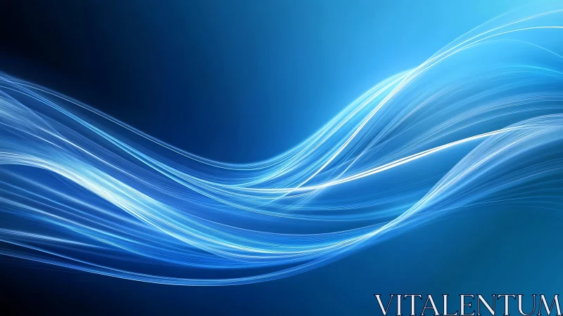 Dynamic blue light trails form flowing abstract wave composition