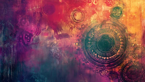 Circular mandala patterns over warm gradient background.