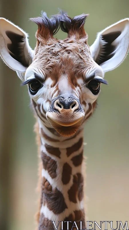 Playful young giraffe gazes ahead with bright, curious eyes.