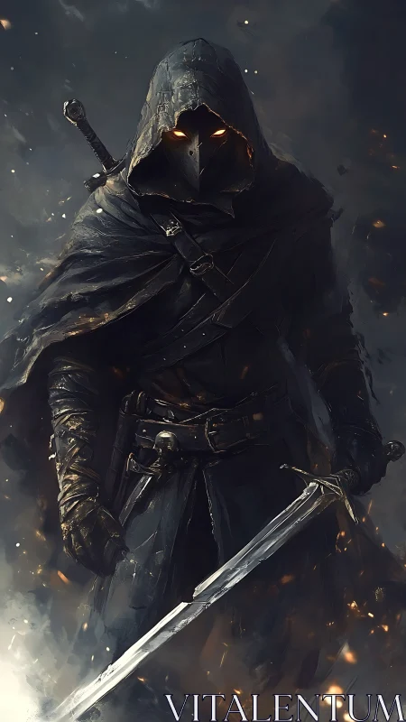 Ember-eyed plague knight strides through war-torn dusk.