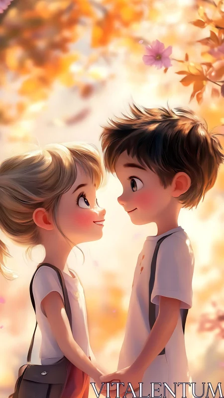 Childhood Connection Blossoming in Golden Light.