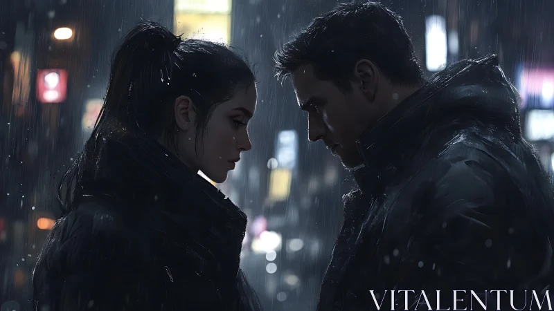 Rain-Soaked Confession: Two Souls in Urban Darkness.
