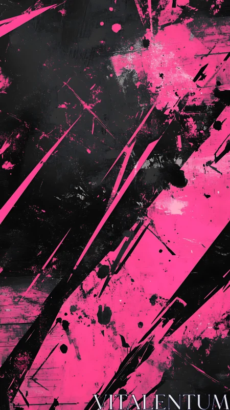 Neon pink slashes over distressed black abstract field.
