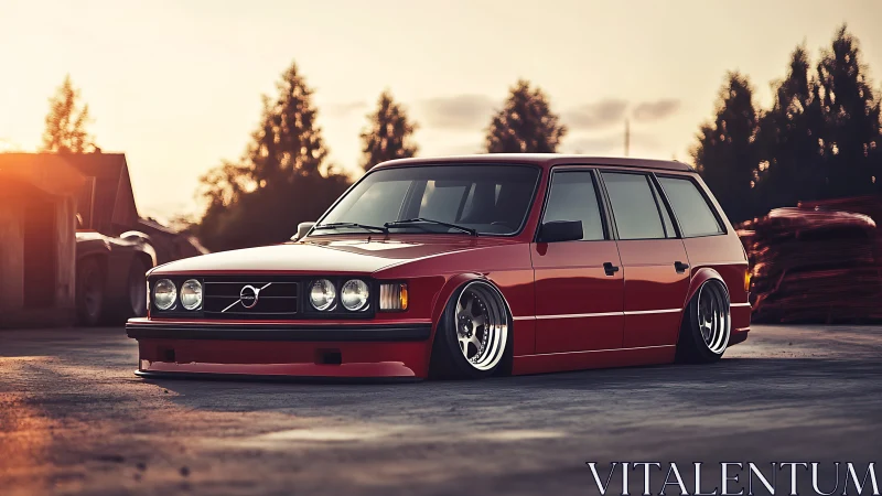 Sunset stance: classic red wagon reimagined for style.