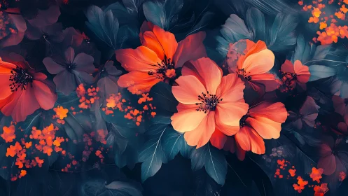 Digital Rendering of Luminous Cosmic Flowers with Volumetric Bloom Effects