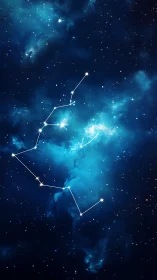 Constellation diagram is overlaid on dense star field background