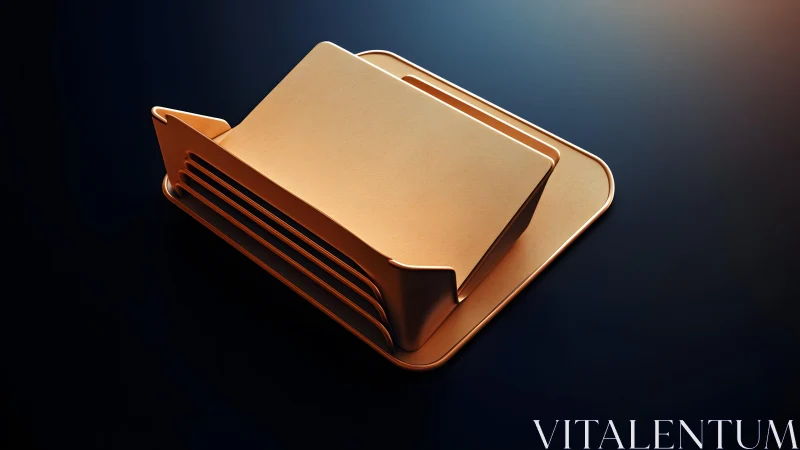 Modern golden file holder on dark background, digital art style.