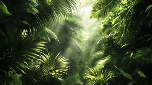 Luminous Jungle Cathedral: Light Pierces the Emerald Canopy.