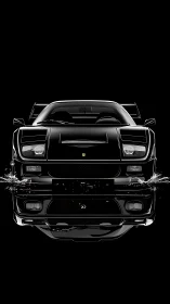 Front view sports car with reflective water surface detail.