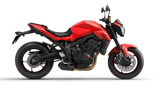 Crimson street motorcycle ready for everyday city escapes.