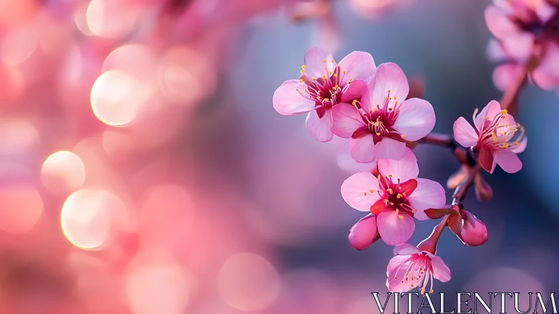 Delicate Cherry Blossoms Dancing in Soft Light.