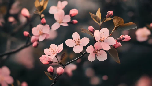Cherry Blossoms in Twilight: Spring's Delicate Encore.