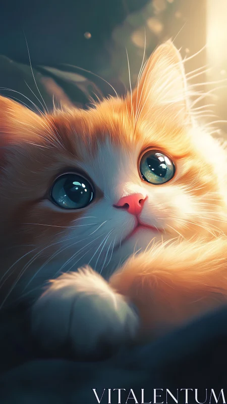 Luminous Cat With Mesmerizing Azure Eyes.