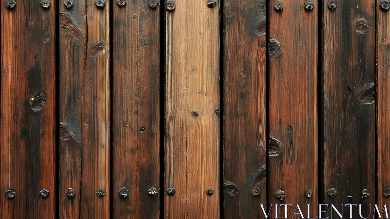 Vertical wooden planks with visible knots and screws.