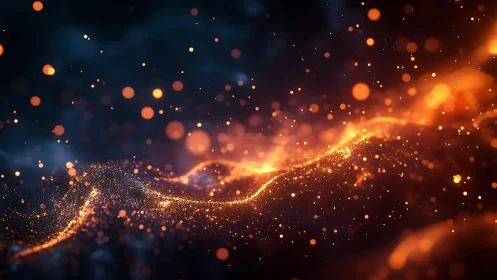 Glowing Abstract Waves of Orange Light in a Futuristic Digital Style.