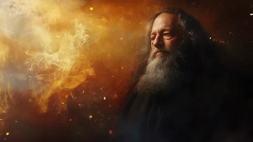 Star-forged sage listens quietly to the embers of creation