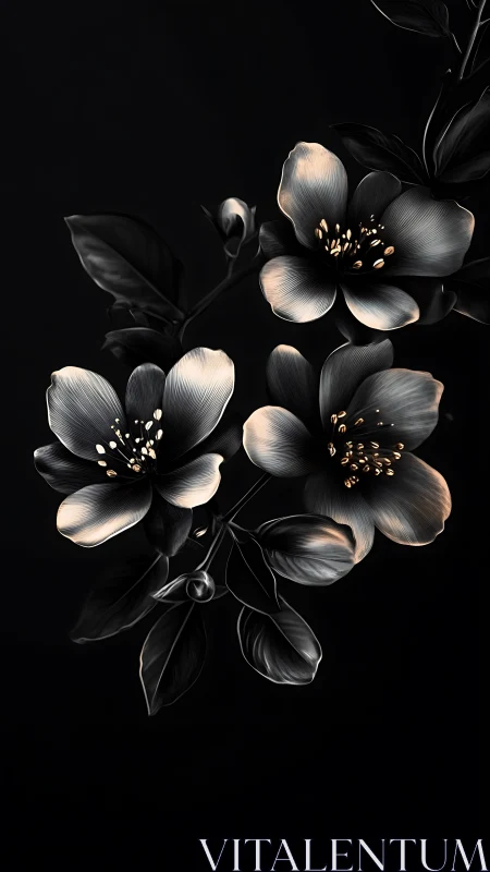 Midnight Blossoms: Luminous Flowers in Darkness.