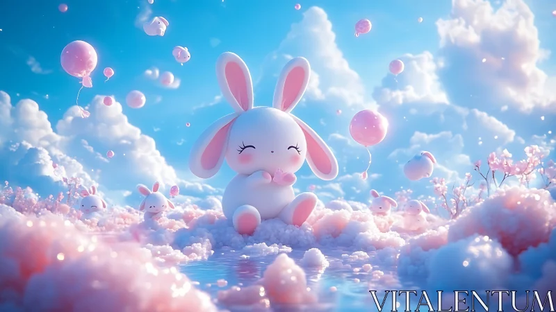 Cotton-candy cloud bunnies drift through pastel daydreams.