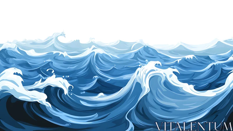 Wild sapphire swells dancing under a blank white horizon.