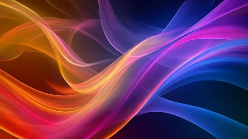 Multicolor spectral light waves with translucent gradient ribbons