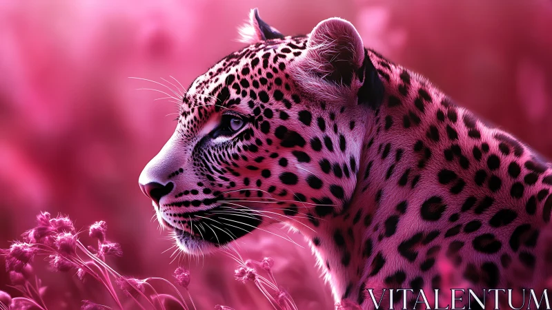Magenta Leopard Portrait in Surreal Pink Environment